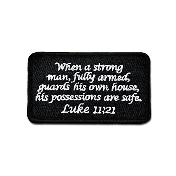 BASTION Airsoft Morale Patch 1 BASTION Morale Patches (Luke 11:21, BNW) | 3D Embroidered Patches with Hook & Loop Fastener Backing | Well-Made Clean Stitching | Christian Patches Ideal for Tactical Bag, Hats & Vest