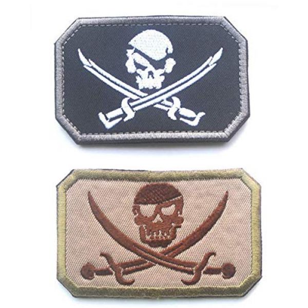 Tactical Embroidery Patch Airsoft Morale Patch 1 Pirate Skull & Cross Sword Flag Jolly Roger Tactical Embroidery Patch Hook & Loop Morale Patch Military Patch for Clothing Accessory Backpack Armband (2pcs)