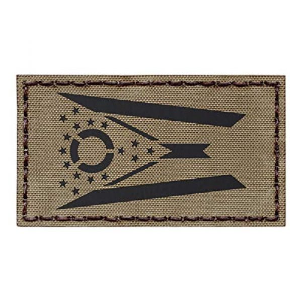 Tactical Freaky Airsoft Morale Patch 1 IR Tan Ohio State Flag Coyote Brown 2x3.5 Infrared IFF Tactical Morale Hook&Loop Patch
