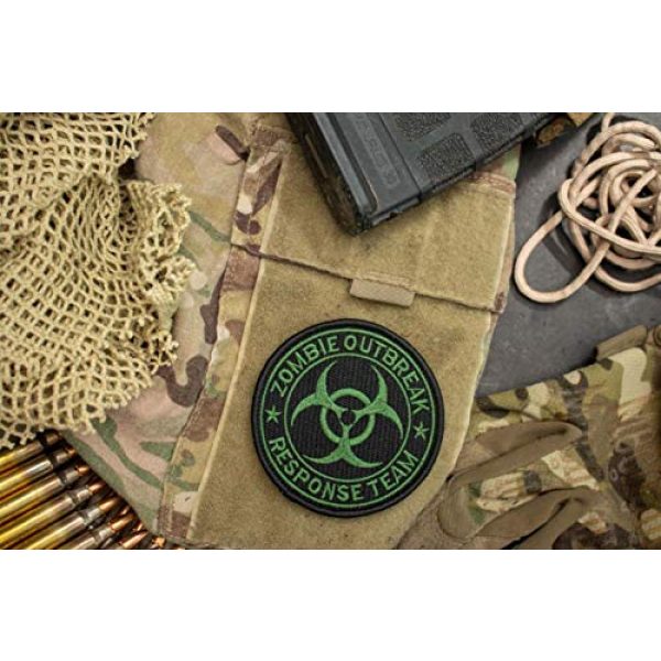 BASTION Airsoft Morale Patch 2 BASTION Morale Patches (Zombie Response Team, Green) | 3D Embroidered Patches w/Hook & Loop Fastener Backing | Well-Made Clean Stitching, Military Patches for Tactical Bag, Hats & Vest