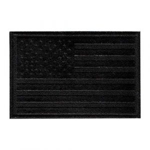 P PULLPATCH Airsoft Morale Patch 1 American Flag Morale Patch | Premium Leather, Strong Hook Backing, Attach to Hats, Jeans, Vest, Coat | 2x3 in | Midnight Black | by Pull Patch