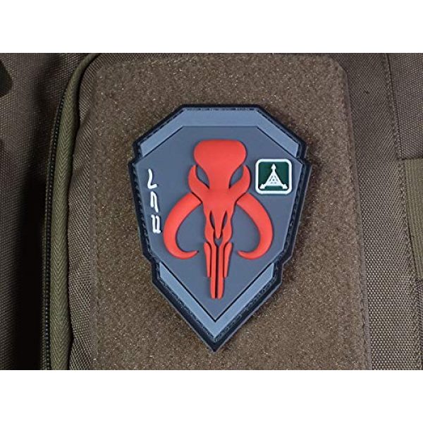 Zhikang68 Airsoft Morale Patch 2 Mandalorian Patch Mythosaur Skull Crest Shield Bounty Hunter Boba Fett Tactical Military Morale 3D PVC Rubber Armband Badge Emblem Applique (Red)