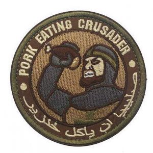 Embroidery Patch Airsoft Morale Patch 1 Pork Eating Crusader Military Hook Loop Tactics Morale Embroidered Patch (color1)