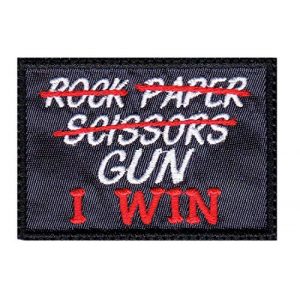 Tactical Patch Works Airsoft Morale Patch 1 Rock Paper Scissors Gun I Win Patch