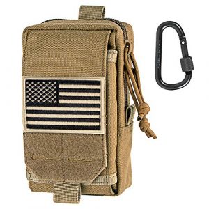IronSeals Tactical Pouch 1 IronSeals Tactical Molle Pouch Multi-Purpose Compact Utility EDC Pouch Waist Belt Phone Holster with Flag Patch and D-Ring Gear Clip Size L