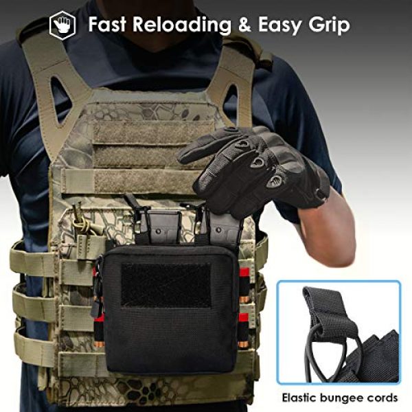 ProCase Tactical Pouch 5 ProCase Tactical Admin Molle Pouch with 2 Rifle Magazine Pouch for M4 G36 HK416 AR AK 5.56/7.62 mm Magazines -Black