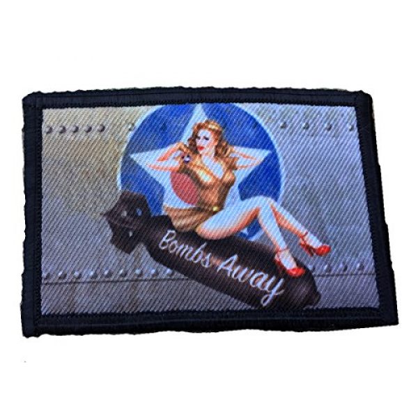 RedheadedTshirts Airsoft Morale Patch 1 WWII Bomber Pin Up Girl Bombs AwayMorale Patch. Perfect for your Tactical Military Army Gear, Backpack, Operator Baseball Cap, Plate Carrier or Vest. 2x3" Hook Patch. Made in the USA