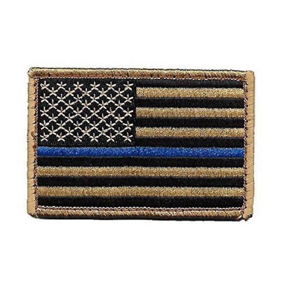 Pennant Patches Airsoft Morale Patch 2 Desert/Coyote US Flag Thin Blue Line Patch for Police and Law Enforcement with Hook/Loop Backing