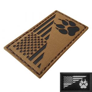 Tactical Freaky Airsoft Morale Patch 1 Coyote IR K9 Dog Handler Paw K-9 USA Flag Brown Tan Infrared Tactical Morale Hook&Loop Patch