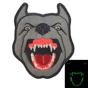LEGEEON Airsoft Morale Patch 1 LEGEEON Glow Dark GITD K9 Pitbull Dog Teeth Scary Fierce Morale Tactical Embroidered Hook&Loop Patch