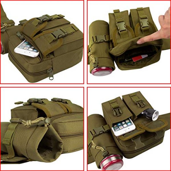 IronSeals Tactical Pouch 6 IronSeals Tactical Waist Pack Pouch with Water Bottle Pocket Holder Water Resistance Running Belt Bag Adjustable Hip Belt for Hiking Running Climbing