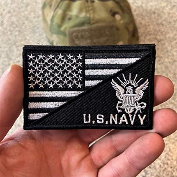 Backwoods Barnaby Airsoft Morale Patch 2 Backwoods Barnaby U.S. Navy/American Flag USA Military Morale Tactical Patch with Hook & Loop (2" x 3")