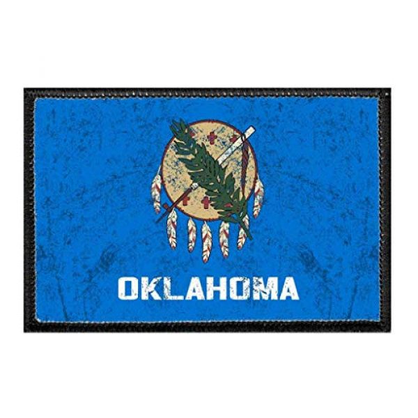 P PULLPATCH Airsoft Morale Patch 1 Oklahoma State Flag - Color - Distressed Morale Patch | Hook and Loop Attach for Hats, Jeans, Vest, Coat | 2x3 in | by Pull Patch
