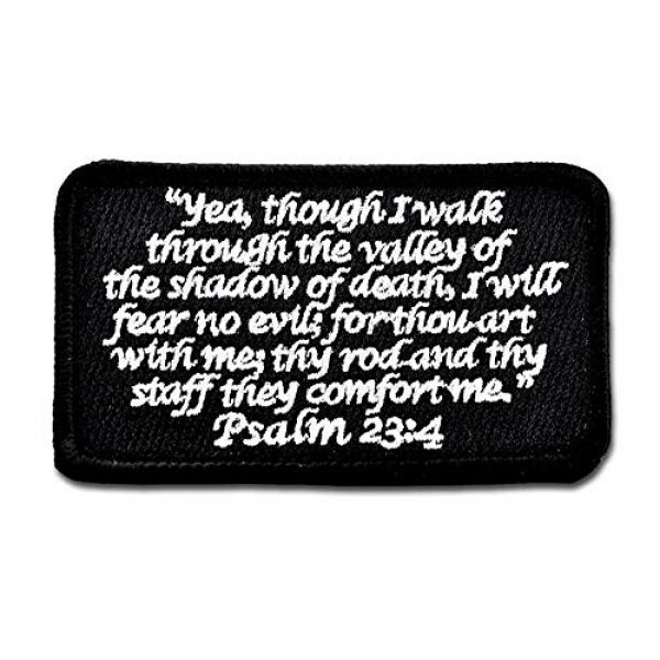 BASTION Airsoft Morale Patch 1 BASTION Morale Patches (Psalm 23:4, Black) | 3D Embroidered Patches with Hook & Loop Fastener Backing | Well-Made Clean Stitching | Christian Patches Ideal for Tactical Bag, Hats & Vest