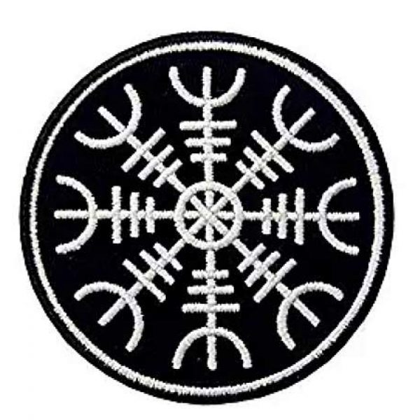 Embroidery Patch Airsoft Morale Patch 1 Viking Helm of Awe Viking Compass Vegvisir Norse Rune Military Hook Loop Tactics Morale Embroidered Patch (color1)