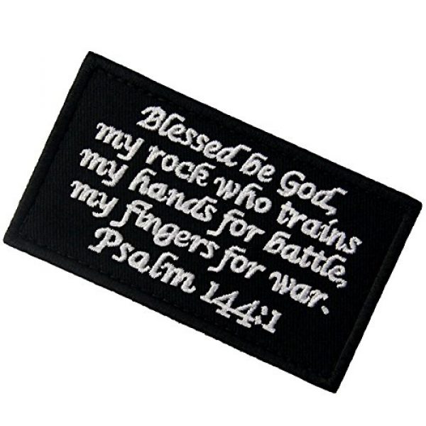 EmbTao Airsoft Morale Patch 4 Tactical Psalm 144:1 BNW Patch Combat Badge Morale Applique Embroidered Fastener Hook & Loop Emblem