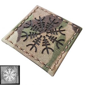 Tactical Freaky Airsoft Morale Patch 1 Multicam Infrared IR Aegishjalmur Helm of Awe Viking Norse 2x2 IFF Tactical Morale Hook&Loop Patch