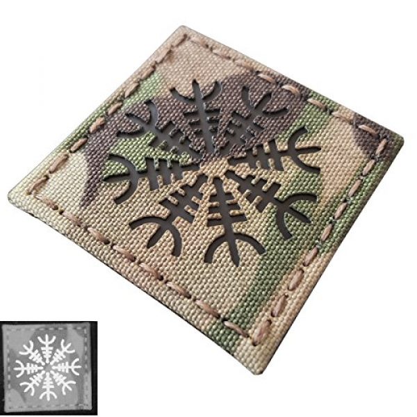 Tactical Freaky Airsoft Morale Patch 1 Multicam Infrared IR Aegishjalmur Helm of Awe Viking Norse 2x2 IFF Tactical Morale Hook&Loop Patch