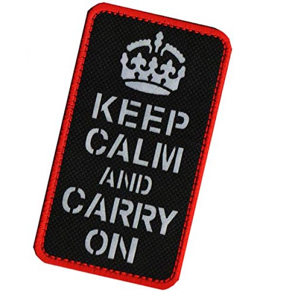ODSP Airsoft Morale Patch 4 Keep Calm and Carry on Morale Patch with Loop and Hook Backing, IR Reflective Tactical Military Patches Badge 3.94 x 1.97 Inch 2PCS