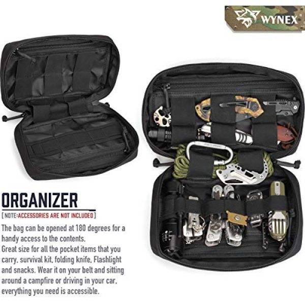 WYNEX Tactical Pouch 3 WYNEX Tactical MOLLE EDC Horizontal Pouch of Multi-Function Design, Molle Tool Pouch Compact Utility Bag Multipurpose Molle Attachment Fanny Pack Organizer, Shoulder Strap and Flag Patch are Included