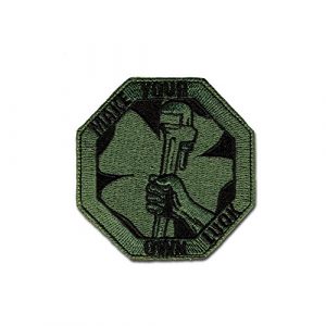 BASTION Airsoft Morale Patch 1 BASTION Morale Patches (Own Luck, Green) | 3D Embroidered Patches with Hook & Loop Fastener Backing | Well-Made Clean Stitching | Military Patches Ideal for Tactical Bag, Hats & Vest
