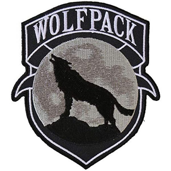 Ivamis Trading Airsoft Morale Patch 1 Wolfpack Patch Wolf Howling Moon Silhouette - 4x3.6 inch. Embroidered Iron on Patch