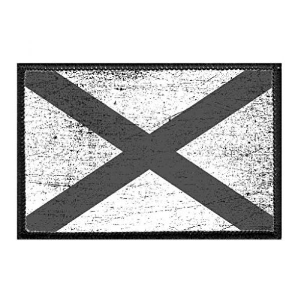 P PULLPATCH Airsoft Morale Patch 1 Alabama State Flag - Black and White - Distressed Morale Patch | Hook and Loop Attach for Hats, Jeans, Vest, Coat | 2x3 in | by Pull Patch