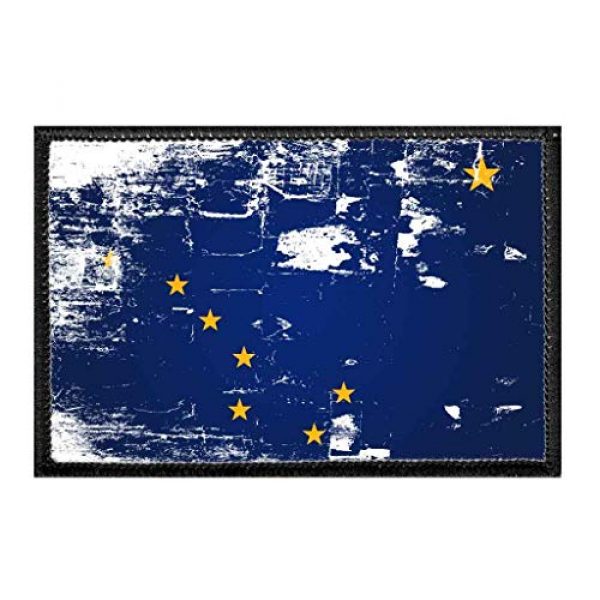 P PULLPATCH Airsoft Morale Patch 1 Alaska State Flag - Color - Distressed Morale Patch | Hook and Loop Attach for Hats, Jeans, Vest, Coat | 2x3 in | by Pull Patch