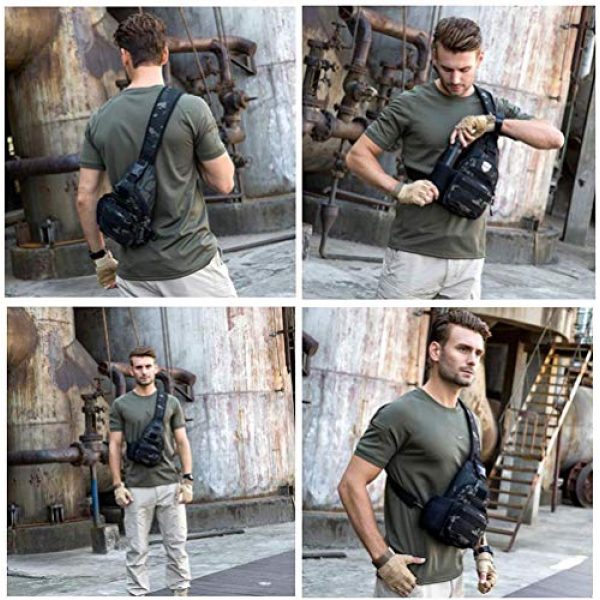 ACOMOO Tactical Backpack 3 ACOMOO Tactical Chest Sling Bag Water Resistant MOLLE Shoulder Backpack Mens One Strap Daypack with Water Bottle Holder Camo Black