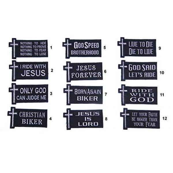 JIN4 Airsoft Morale Patch 2 B55 Biker Motorcycle Jesus Cross Christian Vest Jacket Funny Quotes Saying Embroidered Morale Patch 4X2 inch Hook Backing (8)