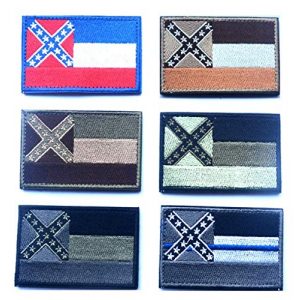Tactical Embroidery Patch Airsoft Morale Patch 1 State Flag of Mississippi Embroidery Patch Military Tactical Morale Patch Badges Emblem Applique Hook Patches for Clothes Backpack Accessories