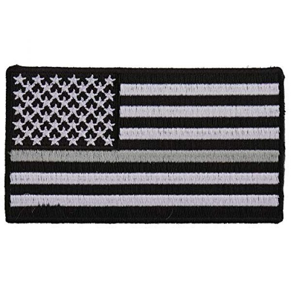 Ivamis Trading Airsoft Morale Patch 1 Thin Silver Line American Flag for Corrections - 3.5x2 inch. Embroidered Iron on Patch