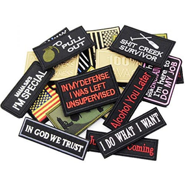 DATOUWEN ACCESSARY Airsoft Morale Patch 4 ZHDTW 18pcs Assorted Tactical Morale Patches for Army Fans Embroidery Patch for Backpack Bags Uniforms with Hook and Loop (DT018)