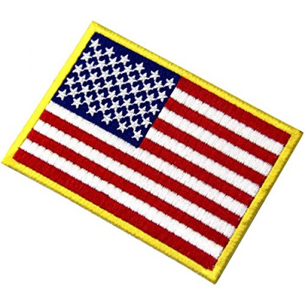 EmbTao Airsoft Morale Patch 4 American Flag Patches Embroidered Gold Border USA United States of America Military Uniform Fastener Hook & Loop Emblem