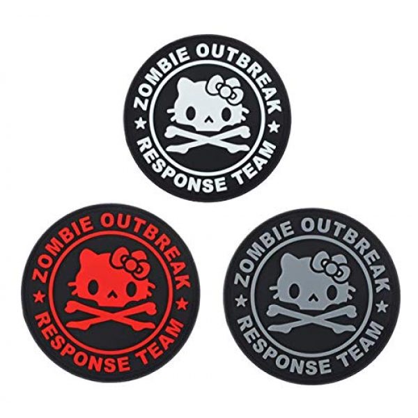 Tactical PVC Patch Airsoft Morale Patch 1 Hello Kitty Zombie Outbreak Response Team PVC Military Tactical Morale Patch Badges Emblem Applique Hook Patches for Clothes Backpack Accessories