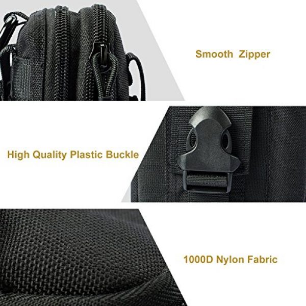 OneTigris Tactical Pouch 3 OneTigris MOLLE EDC Pouch & 4pcs Heavy Duty Stainless Cable Keyring EDC Keychain