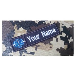 DREAM ARMY Airsoft Morale Patch 1 Custom Name Text Paramedic Medic EMT EMS White LINE Patch 4"X1"(Morale Patch Hook Backing)