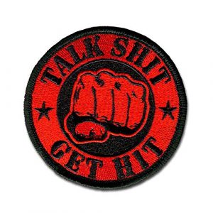BASTION Airsoft Morale Patch 1 BASTION Morale Patches (Talk Shxx Get Hit, Red) | 3D Embroidered Patches with Hook & Loop Fastener Backing | Well-Made Clean Stitching | Military Patches Ideal for Tactical Bag, Hats & Vest