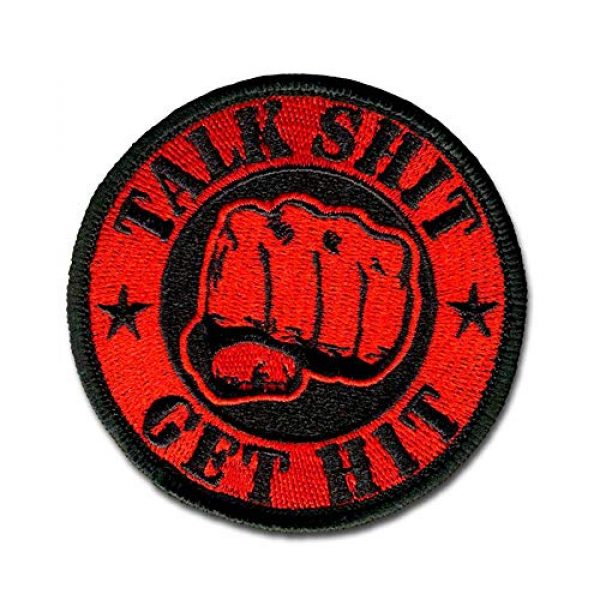 BASTION Airsoft Morale Patch 1 BASTION Morale Patches (Talk Shxx Get Hit, Red) | 3D Embroidered Patches with Hook & Loop Fastener Backing | Well-Made Clean Stitching | Military Patches Ideal for Tactical Bag, Hats & Vest
