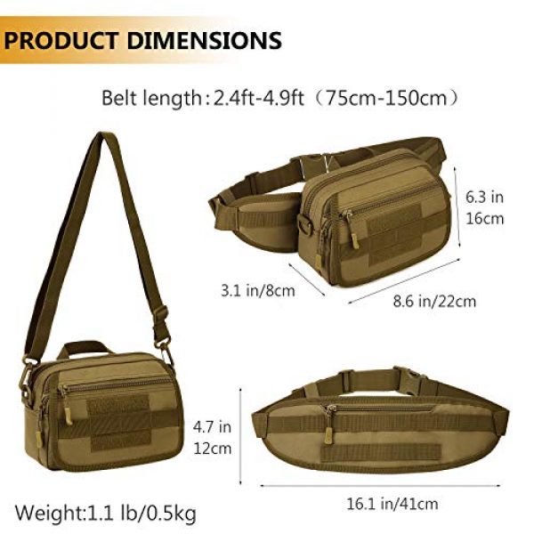 Protector Plus Tactical Pouch 6 Protector Plus Tactical Fanny Pack Military Running Waist Bag Sling Hip Belt MOLLE Army Lumbar Gear Pouch (Patch Included)