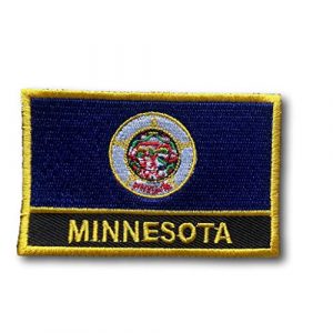 Backwoods Barnaby Airsoft Morale Patch 1 State Flag of Minnesota Rectangle Iron-On/Sew-On Patch (MN w/Words, 2" x 3")