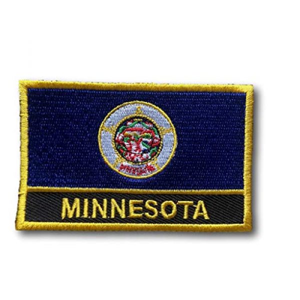 Backwoods Barnaby Airsoft Morale Patch 1 State Flag of Minnesota Rectangle Iron-On/Sew-On Patch (MN w/Words, 2" x 3")