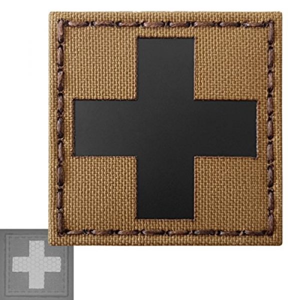 Tactical Freaky Airsoft Morale Patch 3 Red Cross Coyote Brown Tan Infrared IR MED Medical EMS EMT 2x2 Tactical Morale Touch Fastener Patch
