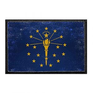 P PULLPATCH Airsoft Morale Patch 1 Indiana State Flag - Color - Distressed Morale Patch | Hook and Loop Attach for Hats, Jeans, Vest, Coat | 2x3 in | by Pull Patch