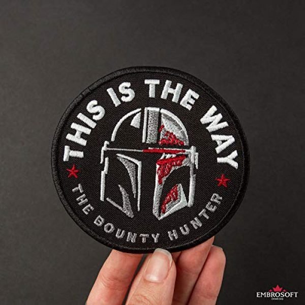 Embrosoft Airsoft Morale Patch 3 Bounty Hunter Round Patch - This is The Way Mandalorian - Star Wars TV Series Morale Emblem - Embroidered Iron On - Size: 3.5 x 3.5 inches