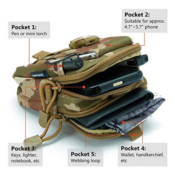 Bassdash Tactical Pouch 2 Bassdash Lightbare Series Tactical Molle Pouch Multipurpose EDC Crossbody Bag Waistpack, Compact Gadget Pouch with Cell Phone Holster Holder