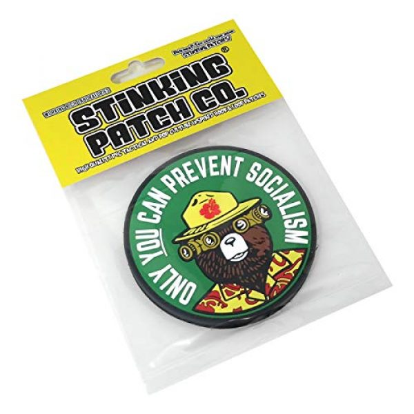 Stinking Patch Co. Airsoft Morale Patch 7 Only You Can Prevent Socialism Smokey Bear Parody Hook and Loop Patch | Funny Tactical Patch