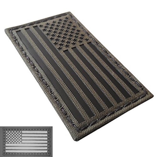 Tactical Freaky Airsoft Morale Patch 2 Tactical Freaky Bundle Set of 2 Ranger Green Infrared IR USA American Flags Forward and Reversed Morale Touch Fastener Patches