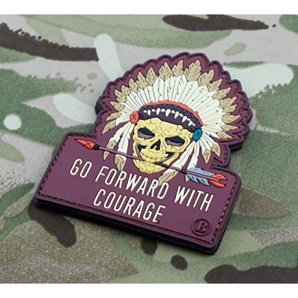 BritKitUSA Airsoft Morale Patch 2 BritKitUSA Go Forward with Courage Morale 3D PVC Patch Chief White Eagle Warrior Skull