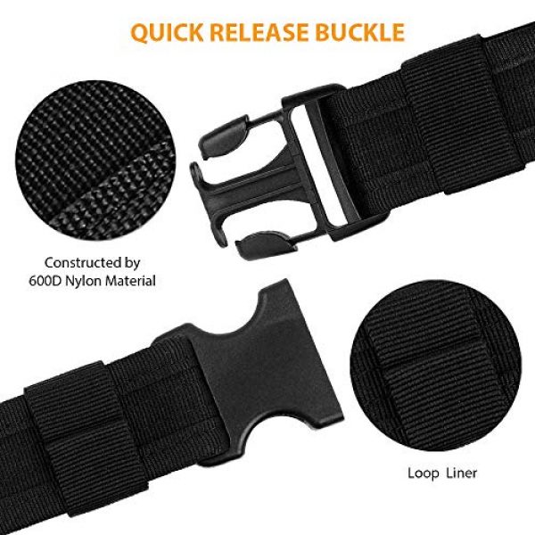 CS Force Tactical Pouch 4 CS Force Tactical Utility Web Belt 1.5", Nylon Military Heavy Duty Belt with Hook & Loop Fastener and Quick Release Buckle (Black, Adjustable: 28"- 45")